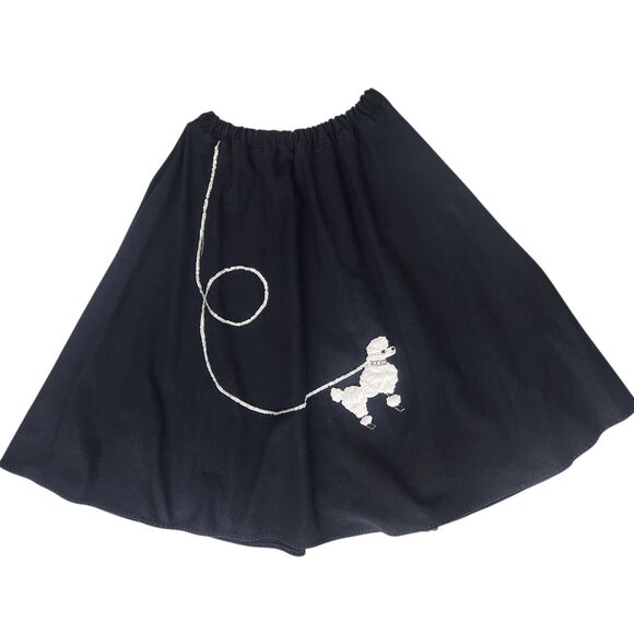 Iconic 50s-Black Poodle Skirt-Elastic Waist-Sequins-Rockabilly-Sock Hop-Adult OS - Picture 1 of 10